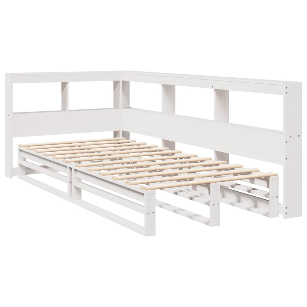 Lit bibliothèque sans matelas blanc 75x190cm bois de pin massif