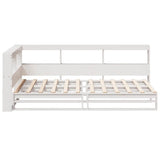 Lit bibliothèque sans matelas blanc 75x190cm bois de pin massif