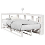 Lit bibliothèque sans matelas blanc 75x190cm bois de pin massif