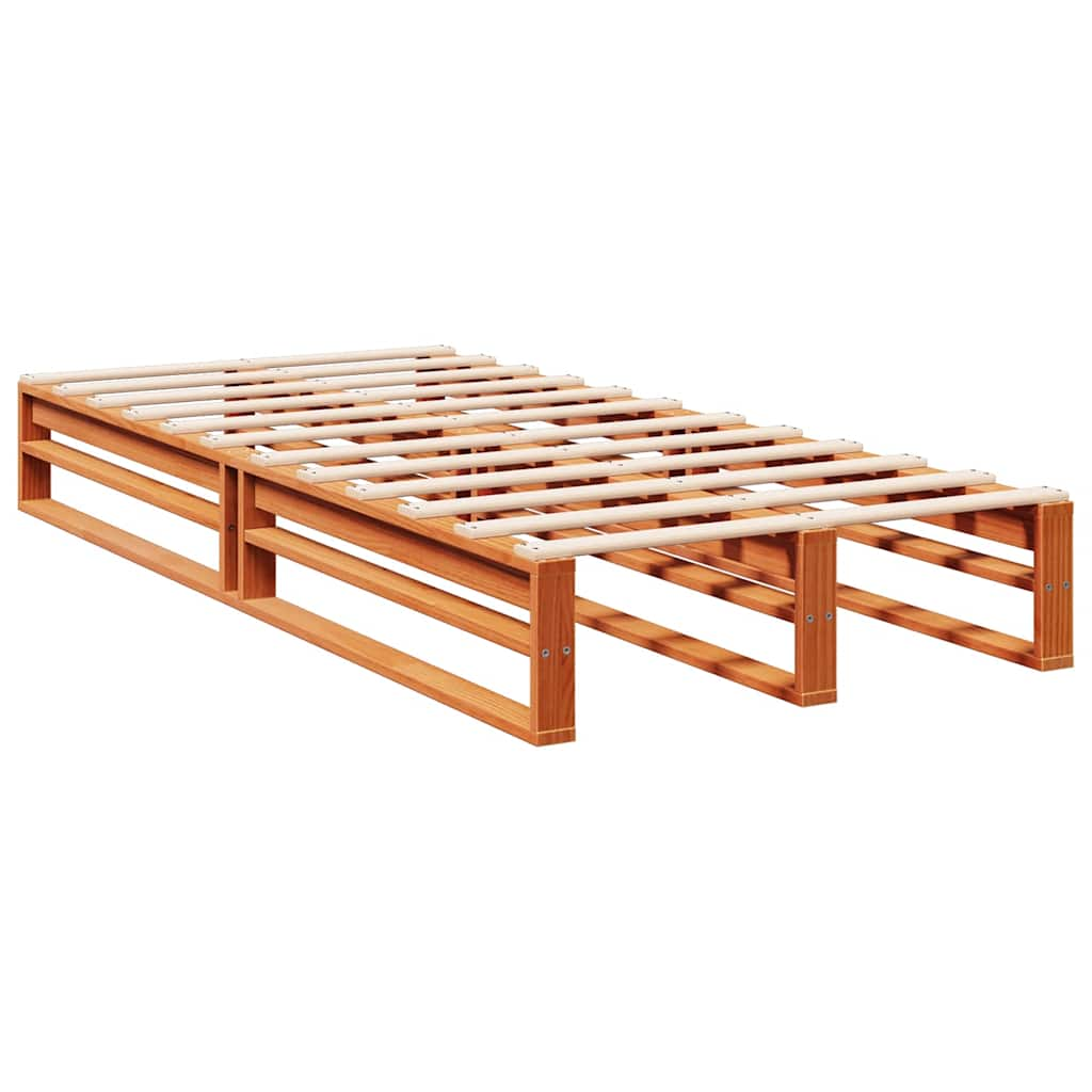 Lit bibliothèque sans matelas cire marron 75x190 cm pin massif