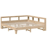 Lit bibliothèque sans matelas 200x200 cm bois massif de pin