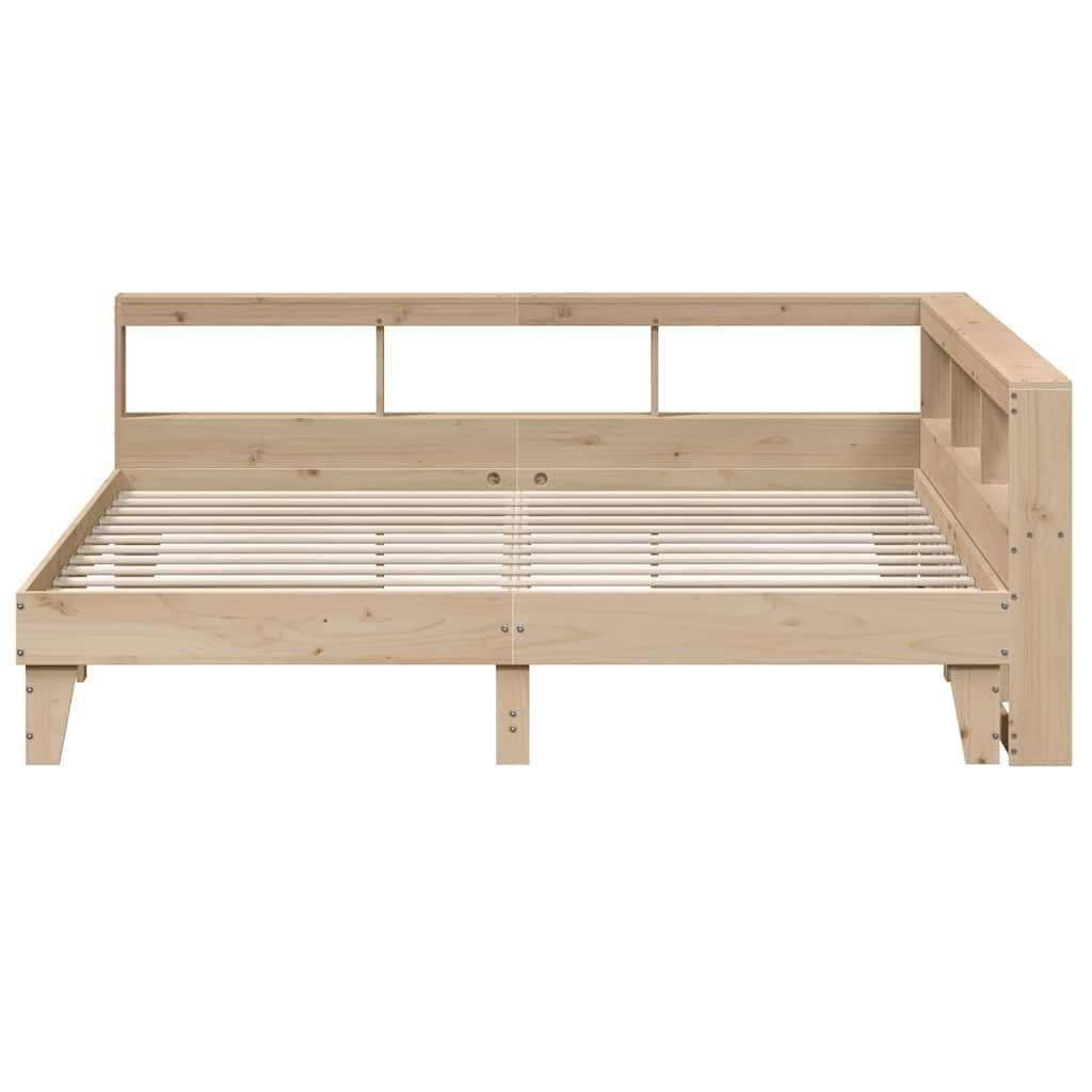 Lit bibliothèque sans matelas 200x200 cm bois massif de pin