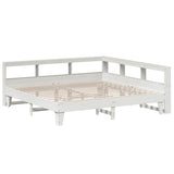 Lit bibliothèque sans matelas blanc 200x200 cm bois pin massif