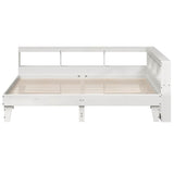 Lit bibliothèque sans matelas blanc 200x200 cm bois pin massif