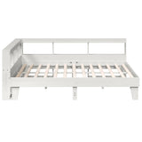 Lit bibliothèque sans matelas blanc 200x200 cm bois pin massif