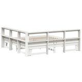 Lit bibliothèque sans matelas blanc 200x200 cm bois pin massif