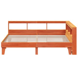 Lit bibliothèque sans matelas cire marron 200x200 cm pin massif