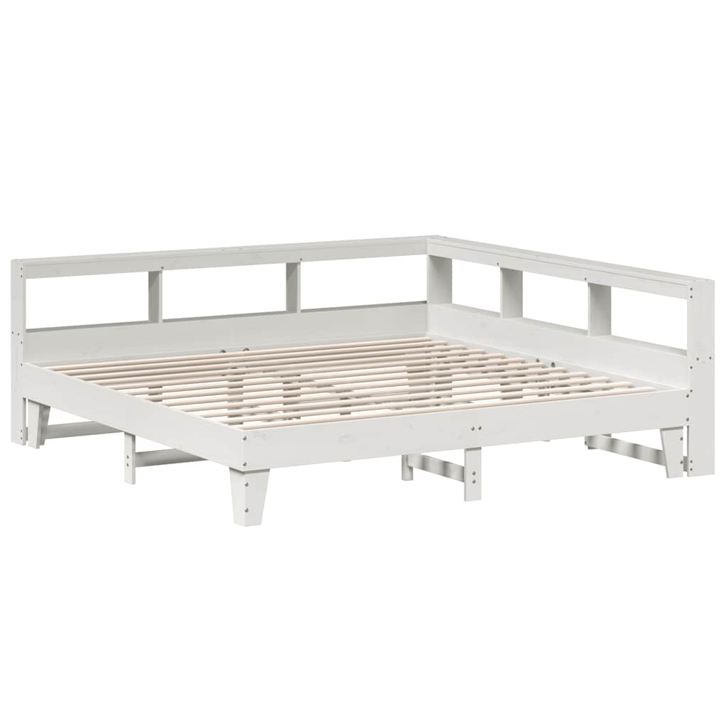 Lit bibliothèque sans matelas blanc 180x200 cm bois pin massif