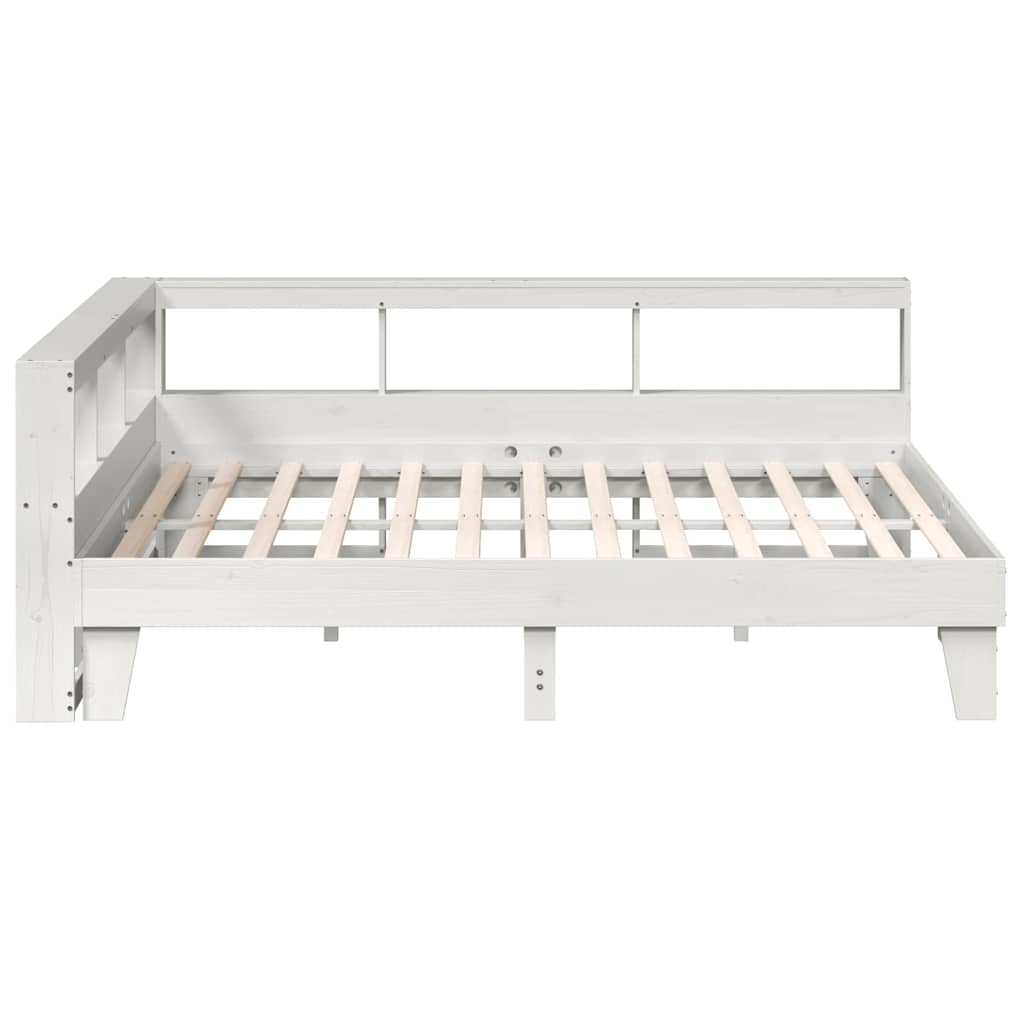 Lit bibliothèque sans matelas blanc 180x200 cm bois pin massif