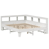 Lit bibliothèque sans matelas blanc 160x200 cm bois pin massif