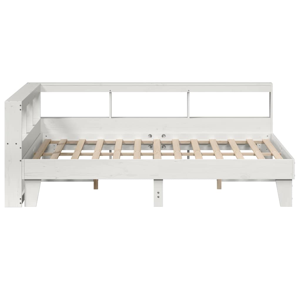 Lit bibliothèque sans matelas blanc 160x200 cm bois pin massif