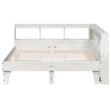 Lit bibliothèque sans matelas blanc 150x200 cm bois pin massif