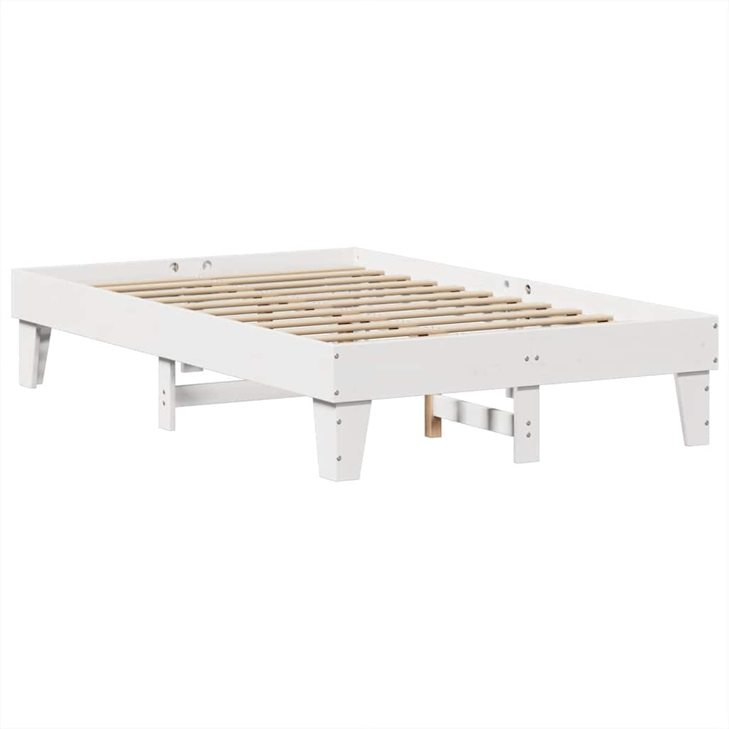 Lit bibliothèque sans matelas blanc 120x200 cm bois pin massif