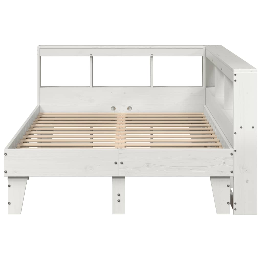 Lit bibliothèque sans matelas blanc 120x200 cm bois pin massif