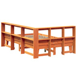 Lit bibliothèque sans matelas cire marron 120x200 cm pin massif