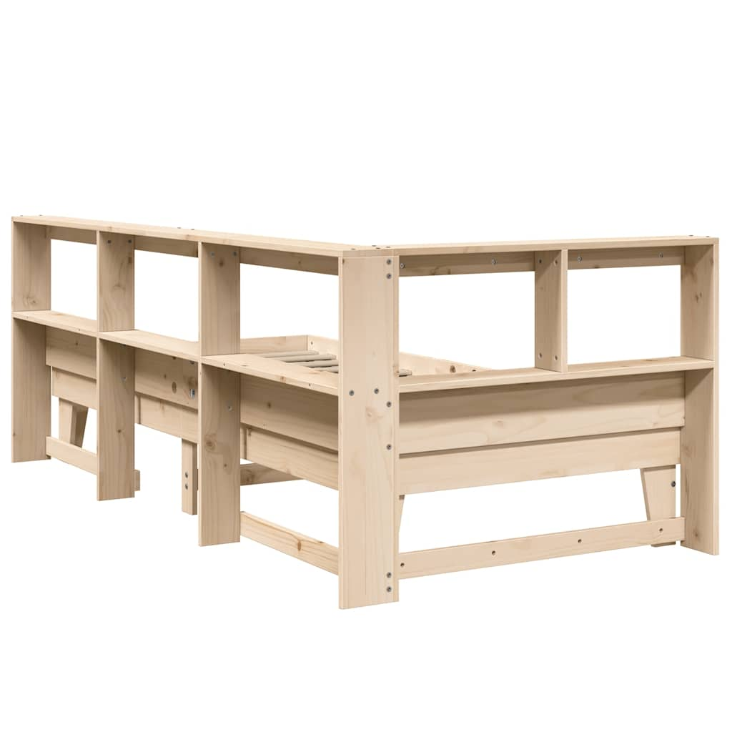 Lit bibliothèque sans matelas 100x200 cm bois massif de pin