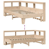 Lit bibliothèque sans matelas 100x200 cm bois massif de pin