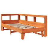 Lit bibliothèque sans matelas cire marron 100x200 cm pin massif