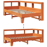 Lit bibliothèque sans matelas cire marron 90x200 cm pin massif