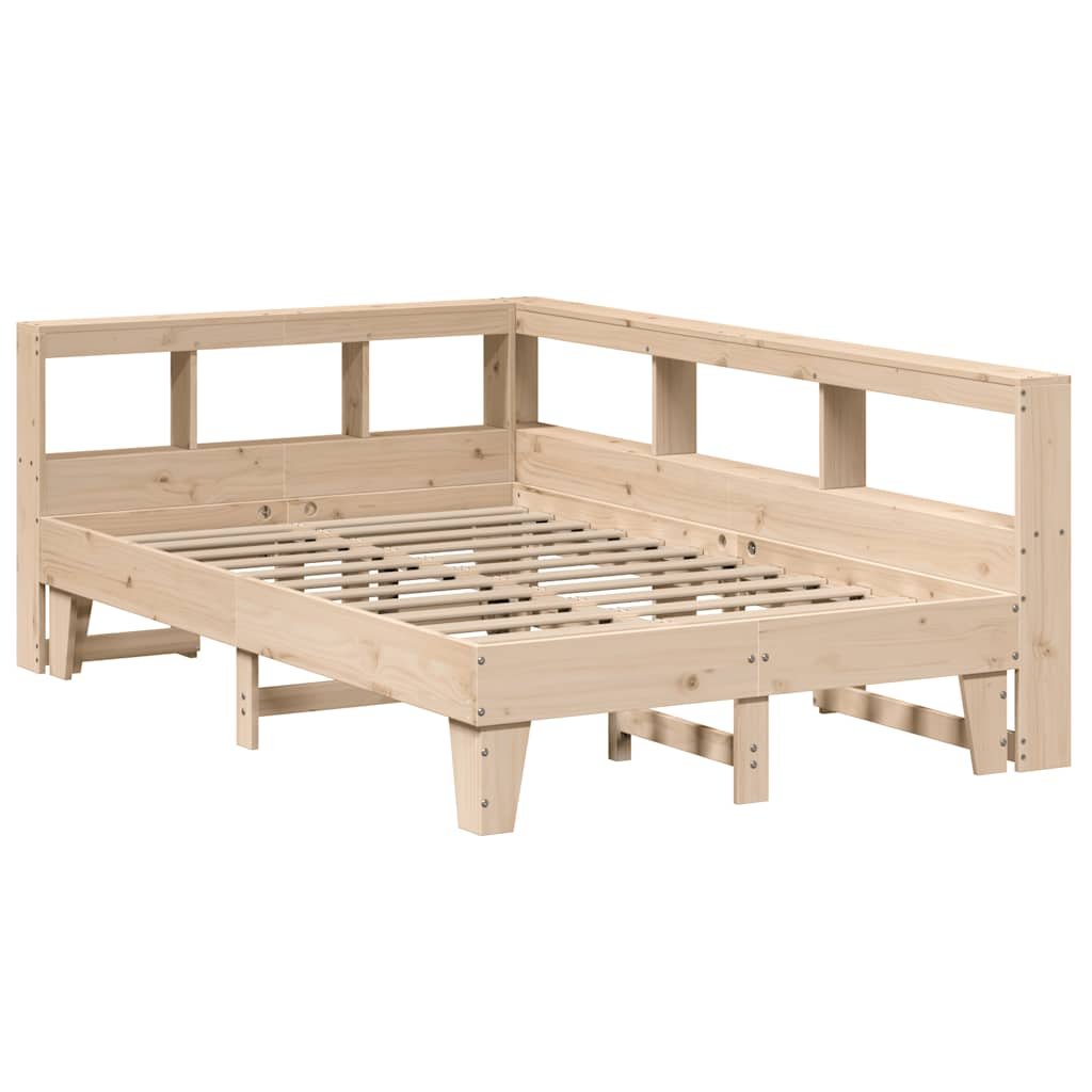 Lit bibliothèque sans matelas 140x190 cm bois de pin massif