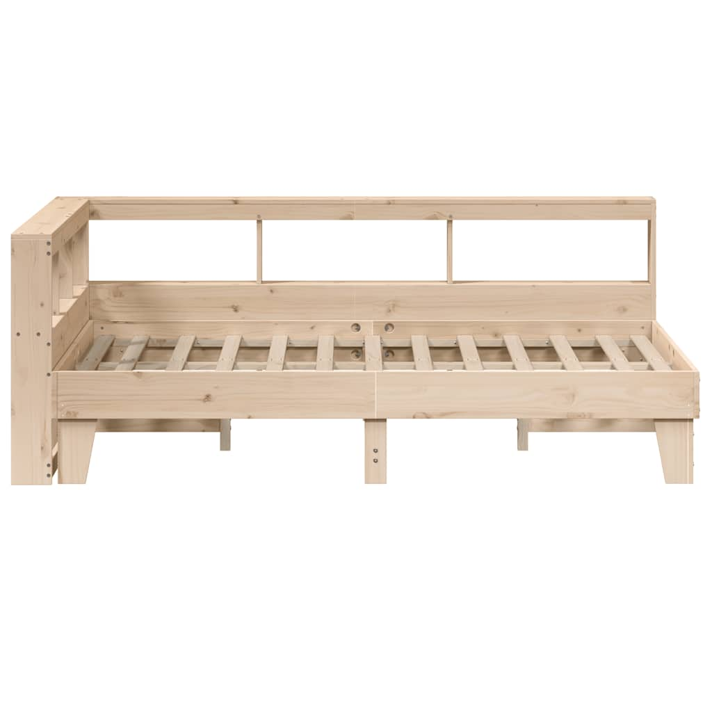 Lit bibliothèque sans matelas 140x190 cm bois de pin massif