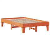 Lit bibliothèque sans matelas cire marron 140x190 cm pin massif