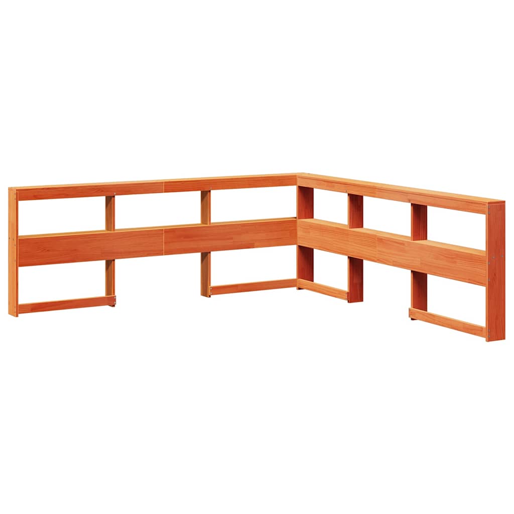 Lit bibliothèque sans matelas cire marron 140x190 cm pin massif