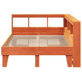 Lit bibliothèque sans matelas cire marron 140x190 cm pin massif