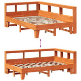 Lit bibliothèque sans matelas cire marron 140x190 cm pin massif