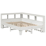 Lit bibliothèque sans matelas blanc 135x190 cm bois pin massif