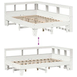 Lit bibliothèque sans matelas blanc 135x190 cm bois pin massif