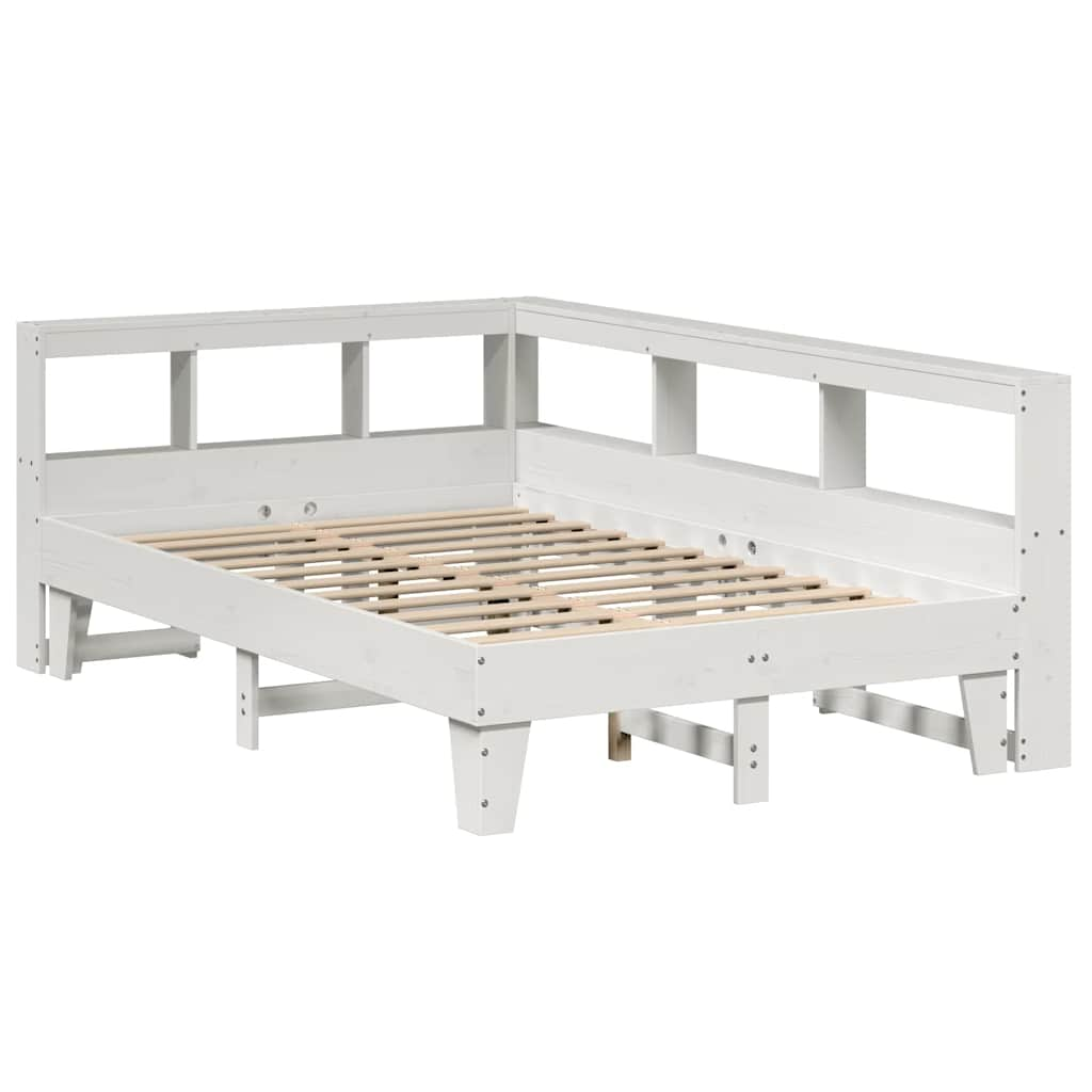 Lit bibliothèque sans matelas blanc 120x190 cm bois pin massif