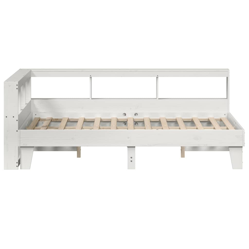 Lit bibliothèque sans matelas blanc 120x190 cm bois pin massif