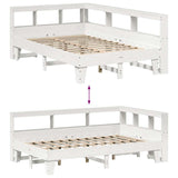 Lit bibliothèque sans matelas blanc 120x190 cm bois pin massif