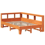 Lit bibliothèque sans matelas cire marron 120x190cm pin massif