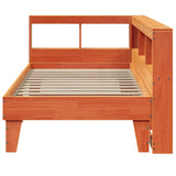 Lit bibliothèque sans matelas cire marron 90x190 cm pin massif