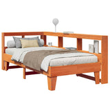 Lit bibliothèque sans matelas cire marron 90x190 cm pin massif