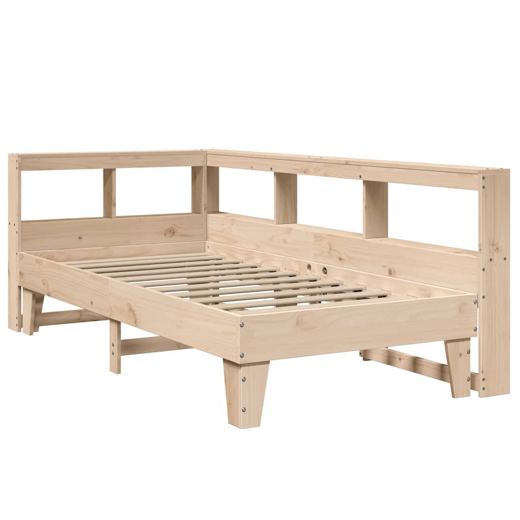 Lit bibliothèque sans matelas 75x190 cm bois de pin massif