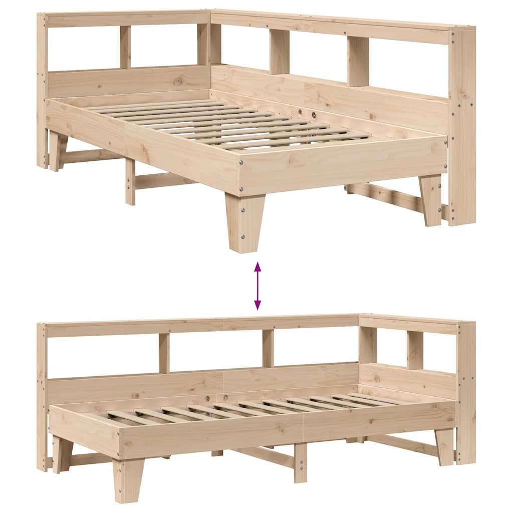 Lit bibliothèque sans matelas 75x190 cm bois de pin massif