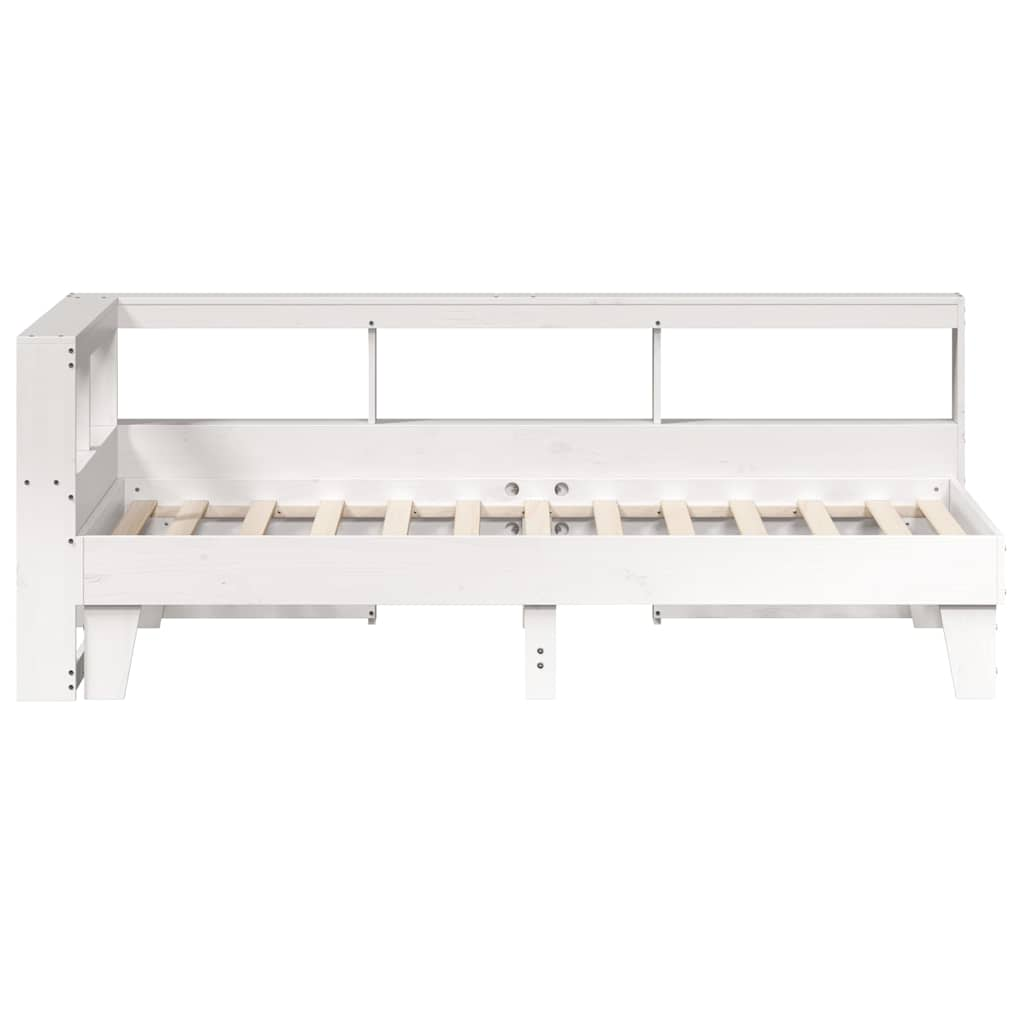 Lit bibliothèque sans matelas blanc 75x190cm bois de pin massif