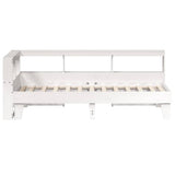 Lit bibliothèque sans matelas blanc 75x190cm bois de pin massif