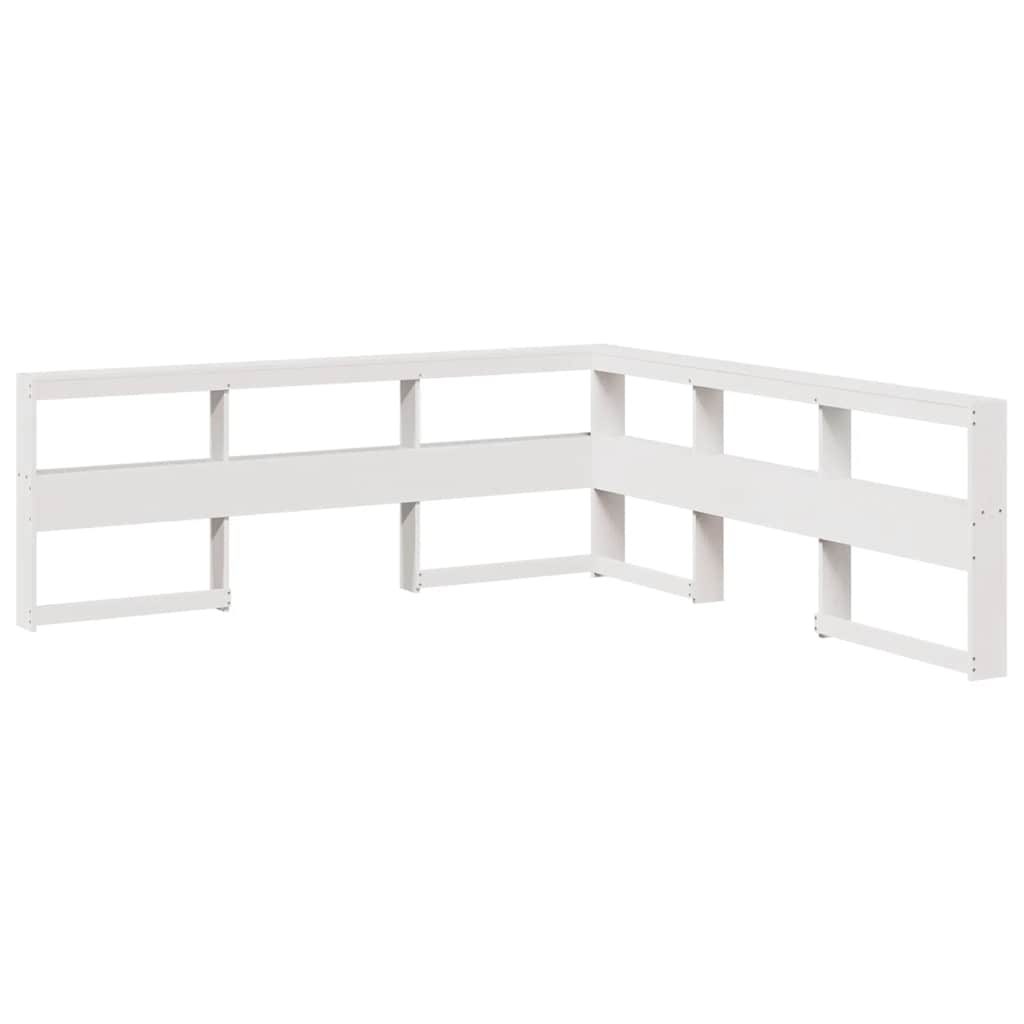 Lit bibliothèque sans matelas blanc 75x190cm bois de pin massif