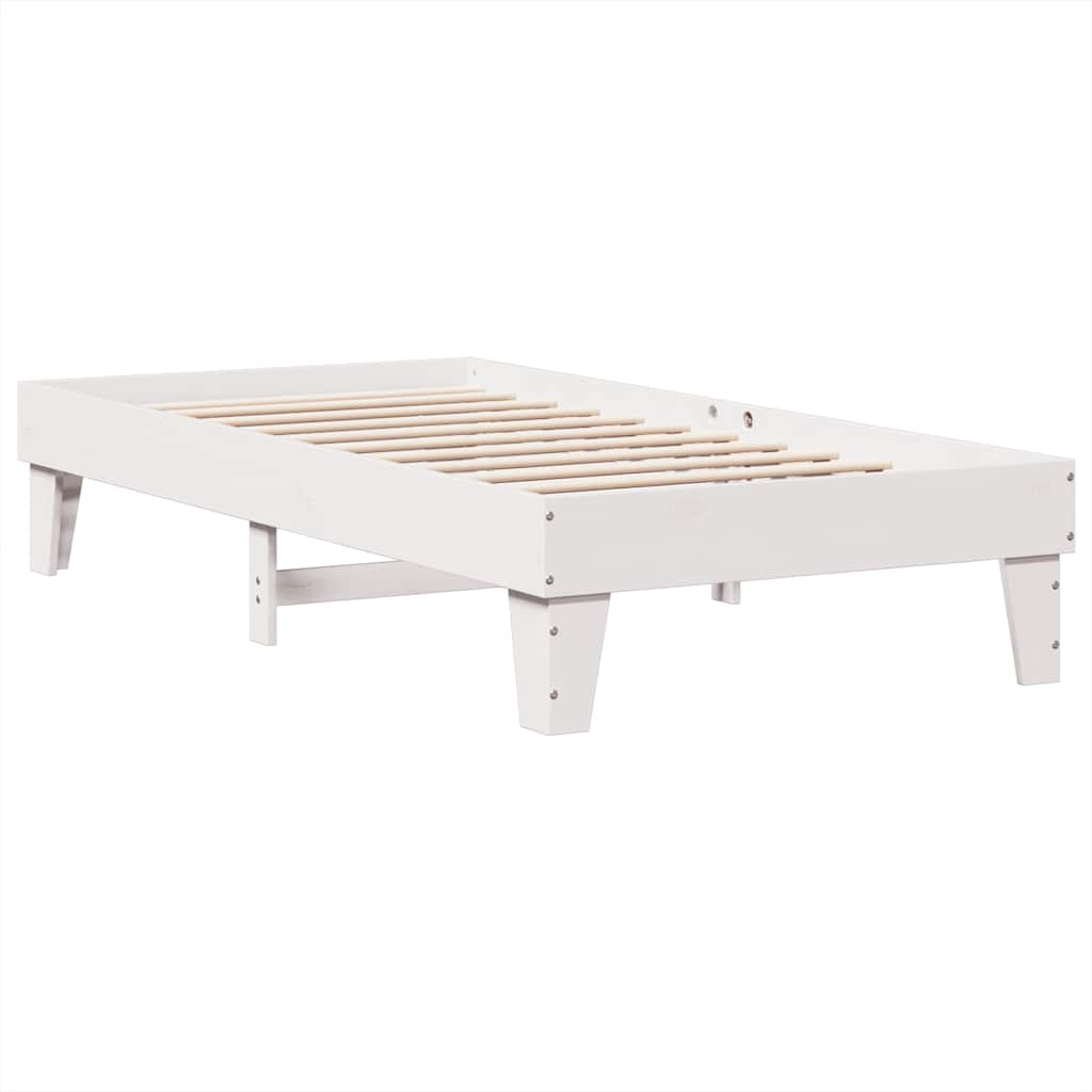 Lit bibliothèque sans matelas blanc 75x190cm bois de pin massif