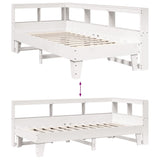 Lit bibliothèque sans matelas blanc 75x190cm bois de pin massif