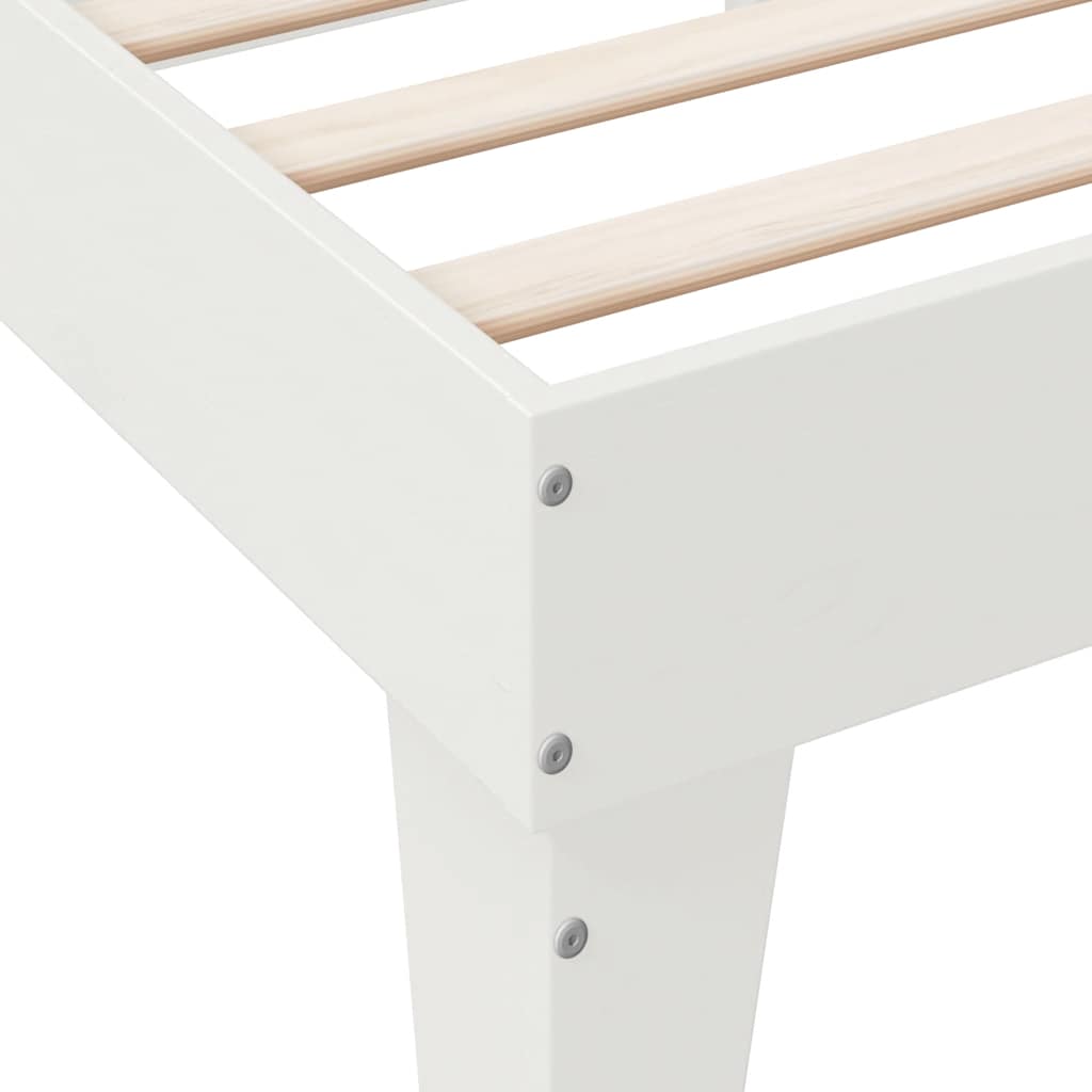 Lit bibliothèque sans matelas blanc 75x190cm bois de pin massif