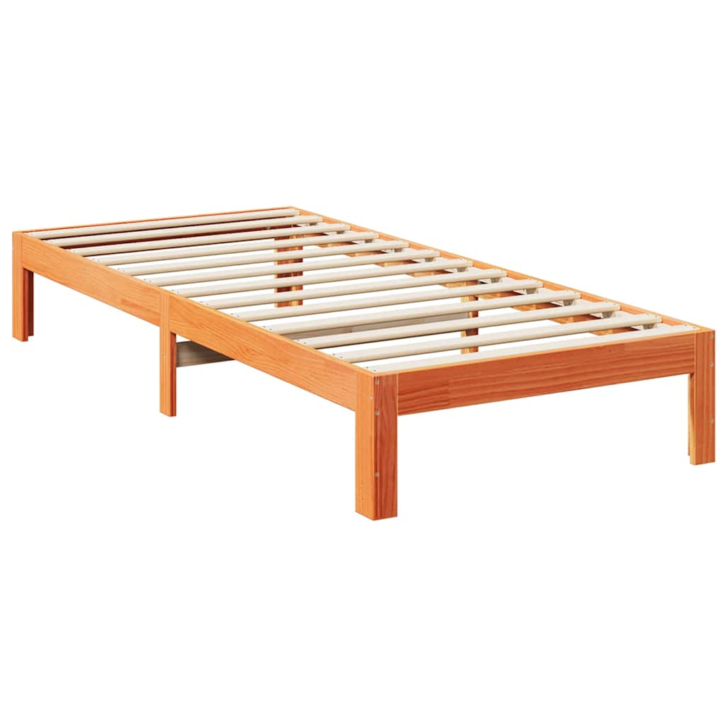 Cadre de lit familial sans matelas marron ciré 270x200 cm