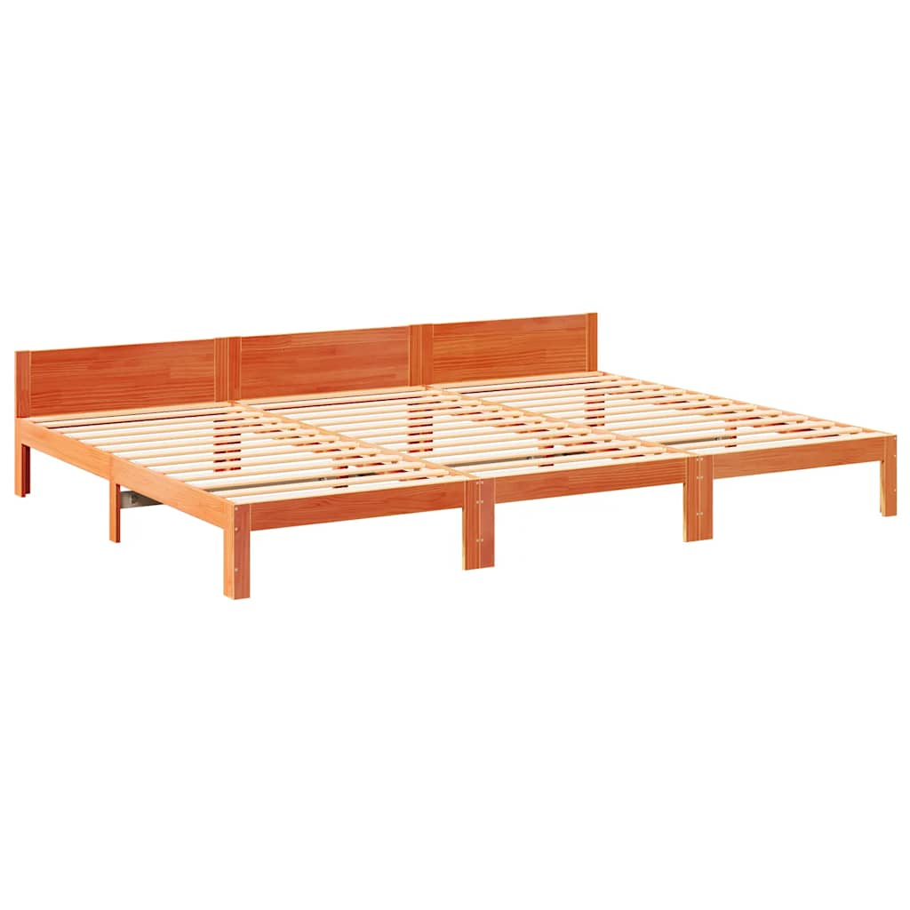 Cadre de lit familial sans matelas marron ciré 270x200 cm