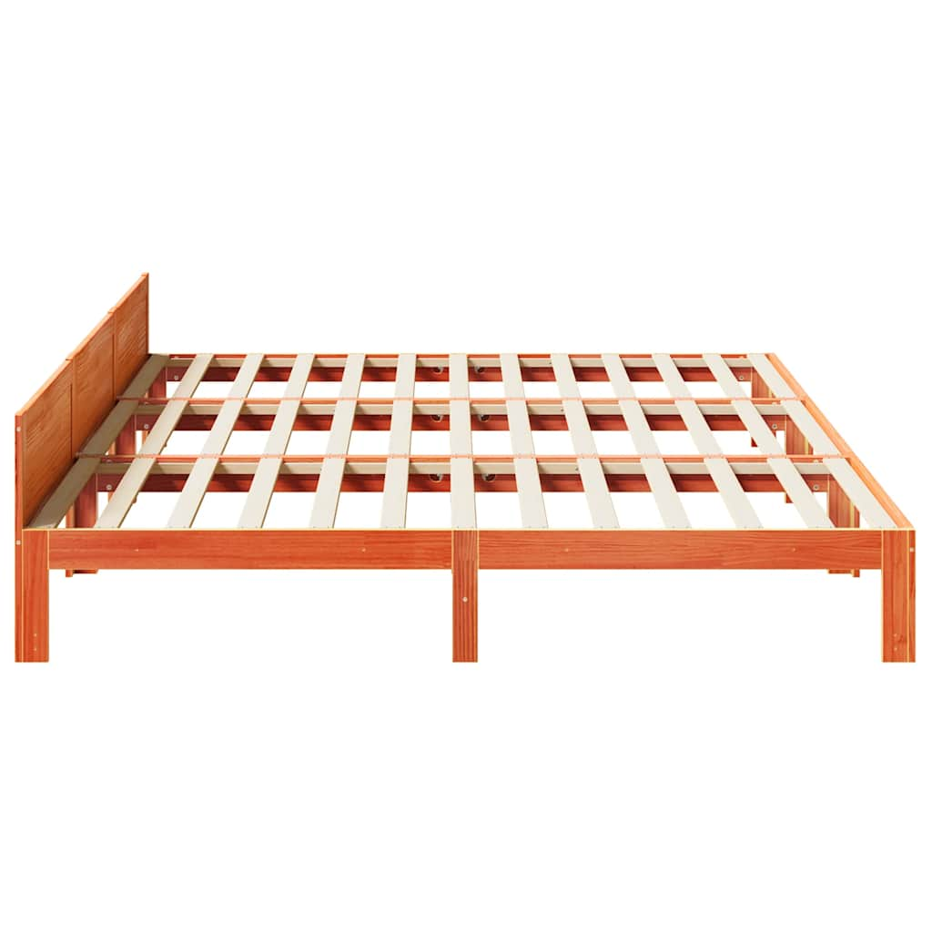 Cadre de lit familial sans matelas marron ciré 270x200 cm