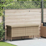 Boîte rangement jardin roues beige 160x55x75 cm résine tressée