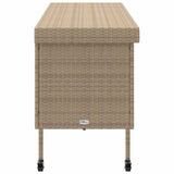 Boîte rangement jardin roues beige 160x55x75 cm résine tressée